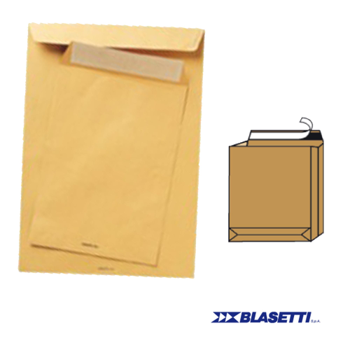 BLASETTI MONODEX BUSTE A SACCO CON SOFFIETTO E STRIP 250X353 mm 120 GR COL. AVANA CONF 250 Pz.